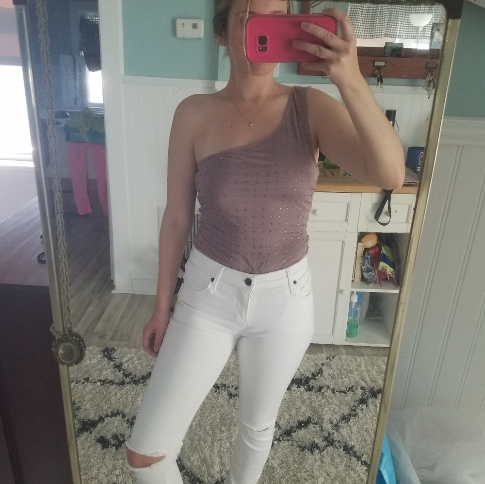 Forever 21 One shoulder rhinestone top